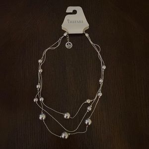 Trifari Silver Necklace with Beaded Accents
